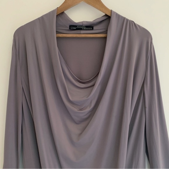All Saints Amei Draped Front Dress 6 Grey - Picture 3 of 9